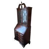 Vintage Monitor Furniture Co. Solid Cherry Traditional Style 36" Secretary Desk with Pediment Display Bookcase (83.5" T x 36" W x 20.5" D)