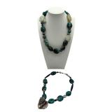 Wonderful pair of 18" Dyed Turquoise and Metal Necklaces