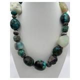 Wonderful pair of 18" Dyed Turquoise and Metal Necklaces