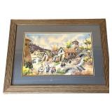 Vintage Framed Peruvian Painting in 16" x 20" Frame in Nice Condition