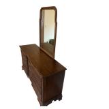 Vintage Wood Dresser and Mirror (64" W x 73.5" T x 20" D) - Bring Help to Remove