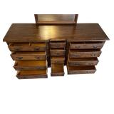 Vintage Wood Dresser and Mirror (64" W x 73.5" T x 20" D) - Bring Help to Remove