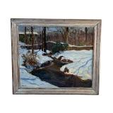 Vintage Jeffrey Harris Signed Nature Scene Oil Paining in 25" x 29" Frame