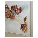 Julia Peterson "Fall Mums" Watercolor in 30" x 37.5" Frame - Original Price $295