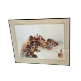 Julia Peterson "Fall Mums" Watercolor in 30" x 37.5" Frame - Original Price $295