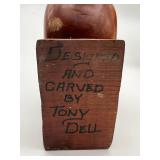 Vintage Exotic Wood Carved Animals & Solid Brass 5.5-inch Elephant with Wall Shelf