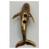 Vintage Solid Brass Elephant and Whale Figurines (Elephant is 5.75" T x 5.5" L)