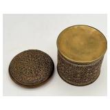Vintage 3.25" Brass and Copper Trinket Canister/Pill Box