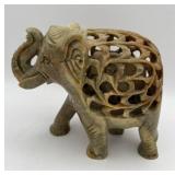 Vintage 5.25-inch Hand Carved Soapstone Elephant