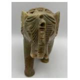 Vintage 5.25-inch Hand Carved Soapstone Elephant