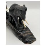 Wonderful Vintage Hand Carved Exotic Wood Elephant Bridge (11.75" Long), Macassar Ebony