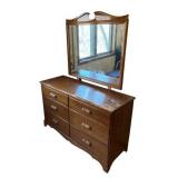 Vintage Peter Klerner Solid Maple Dresser & Mirror, Provincial Style, 56" W x 72" T x 20" D - Bring Help to Remove