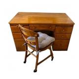 Vintage FAMOUS REPRODUCTIONS of OLD NEW ENGLAND FURNITURE Office Desk and Chair (51" x 29.5" x 30.5") - Bring Help to Remove