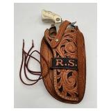 Nice Vintage Hubley Cowboy Western Cap Gun Toy Revolver (approx 11" long) with Leather Holster