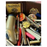 Huge Lot of Pens/Pencils, Collectible Buttons, Waterman Fountain Pen Ink, and More!