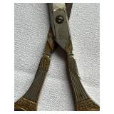 Vintage W.H. Morley & Sons Germany Gold Enamel Embroidery Sewing Scissors (5.75")