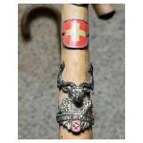 Pair of Vintage European Hiking/Walking Canes with Commemorative Badges (approx 35.5" long)