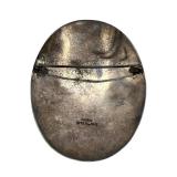 Vintage Siam Sterling Silver Niello Brooch Depicting Mekkala, the Thai Goddess of Lightning (16.8 grams), 1.75" x 2.5"