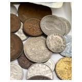 Antique and Vintage Foreign Currency Lot - Coins and Paper Money