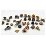 Antique and Vintage Label Pins - USA & Foreign - Socony Vacuum, American Ordinance Association, Chicago & Northwestern Railroad, and More!