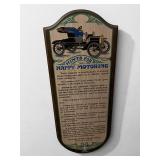 Vintage Yorkcraft 1967 Wooden Wall Plaque For Happy Motoring Antique Cars (9.5" x 23")
