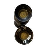 Pair of Vintage 13.5-inch Indian Brass Vases with Etched Floral Design