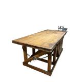 Heavy Duty Bowling Alley Lane Top Wooden Workbench (91.25" x 42.25" x 39" T) - Vise Not Included, Bring help and Tools to Remove