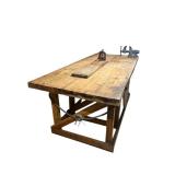 Heavy Duty Bowling Alley Lane Top Wooden Workbench (91.25" x 42.25" x 39" T) - Vise Not Included, Bring help and Tools to Remove