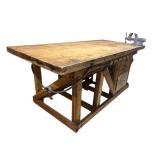 Heavy Duty Bowling Alley Lane Top Wooden Workbench (91.25" x 42.25" x 39" T) - Vise Not Included, Bring help and Tools to Remove