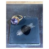 Vintage 14K Yellow Gold & Tanzanite Ring (Size 4), 12.5mm Stone (5.2 grams) - Read Description