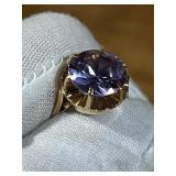 Vintage 14K Yellow Gold & Tanzanite Ring (Size 4), 12.5mm Stone (5.2 grams) - Read Description