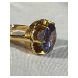 Vintage 14K Yellow Gold & Tanzanite Ring (Size 4), 12.5mm Stone (5.2 grams) - Read Description