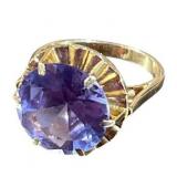 Vintage 14K Yellow Gold & Tanzanite Ring (Size 4), 12.5mm Stone (5.2 grams) - Read Description
