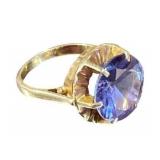 Vintage 14K Yellow Gold & Tanzanite Ring (Size 4), 12.5mm Stone (5.2 grams) - Read Description