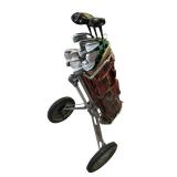 Vintage Bobby Jones Spalding Golf Clubs and Pull Cart