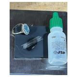 Vintage 14K White Gold, Aquamarine, and Moissanite Ring (Size 7.5) (4.5 grams) - Read Description