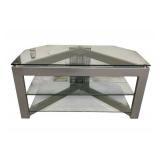 Heavy Duty Glass & Metal TV Stand (44" W x 22" T x 23" D) - Bring Help To Remove