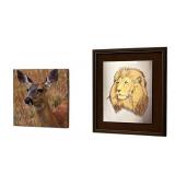 Nice Art Lot - Vintage Limited Edition (650/3500) Harry Antis Framed Aluminum Lion (13.75" x 16") & Canvas Deer Print