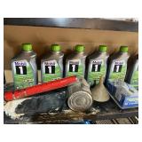 Garage Shelving Unit Loaded with New 5W-30 & 0W-20 Motor Oil, Jackstands, Fire Extinguishers, and More! - Shelving Unit Included