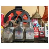 Garage Shelving Unit #2 Loaded with New Husqvarna Two Stroke Engine Oil, Vintage Oil and Gas Cans, and More! - Shelving Unit Included