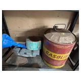 Garage Shelving Unit #2 Loaded with New Husqvarna Two Stroke Engine Oil, Vintage Oil and Gas Cans, and More! - Shelving Unit Included