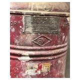 Two Vintage 5-gallon Jerry Cans, a Justrite Safety Can, a Steri-Can, and 1.5 gallon Gas Cans