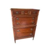 Vintage 5-Drawer Wooden Tall Boy Dresser (Manufacturer Unknown)