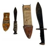 Pair of Knives including WWI M-1917 US Army Plumb Bolo Knife (MOD. 1917), 1918 PHILA w/ Original Sheath (10.25" Blade)