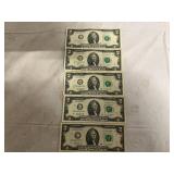 5 Uncirulated $2 Bills