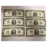 6 Uncirculated $2 Bills