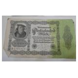 Group of 8 wartime German Mark bills from 1922, 1937 for collectors