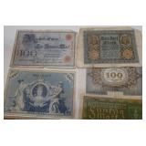 11 wartime German Mark Reichsbanknotes from 1908 to 1923