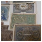 11 wartime German Mark Reichsbanknotes from 1908 to 1923