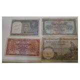 12 Japan bills, Rupees and cents AND a few Belgium Francs